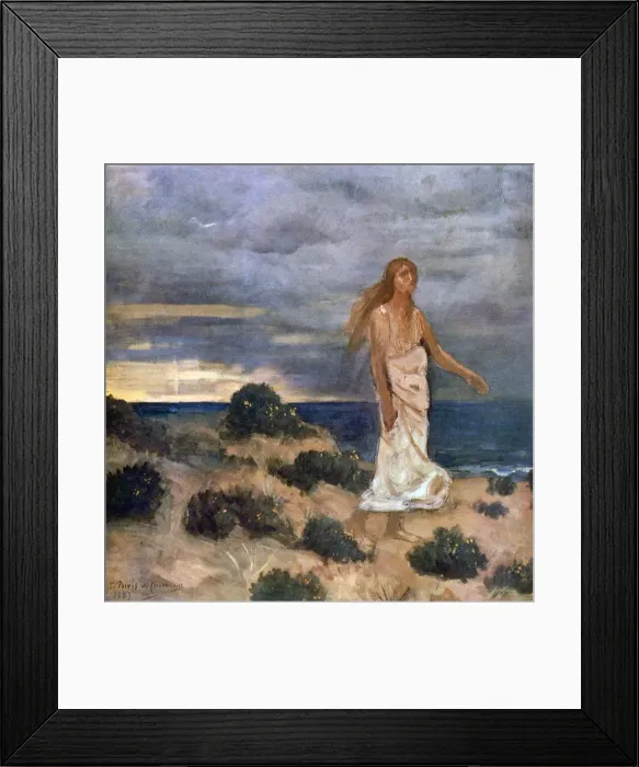 Framed Print : Woman on the Beach, 1887. Artist: Pierre Puvis de Chavannes Framed Print : Woman on the Beach, 1887. Artist: Pierre Puvis de Chavannes