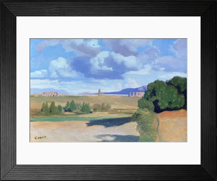 Framed Print : The Roman Campagna, with the Claudian Aqueduct, c1826. Artist: Jean-Baptiste-Camille Corot Framed Print : The Roman Campagna, with the Claudian Aqueduct, c1826. Artist: Jean-Baptiste-Camille Corot