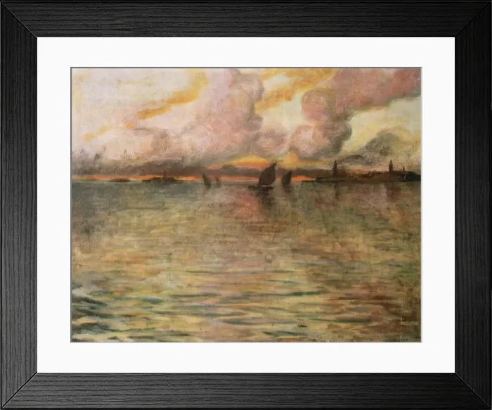 Framed Print : Seascape with Distant View of Venice, 1896. Artist: Charles Cottet Framed Print : Seascape with Distant View of Venice, 1896. Artist: Charles Cottet