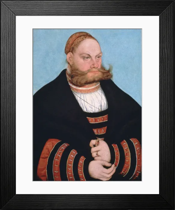 Framed Print : Portrait of a Man with a Gold-Embroidered Cap, 1532. Artist: Lucas Cranach the Elder Framed Print : Portrait of a Man with a Gold-Embroidered Cap, 1532. Artist: Lucas Cranach the Elder