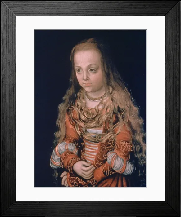 Framed Print : A Princess of Saxony, c1517. Artist: Lucas Cranach the Elder Framed Print : A Princess of Saxony, c1517. Artist: Lucas Cranach the Elder