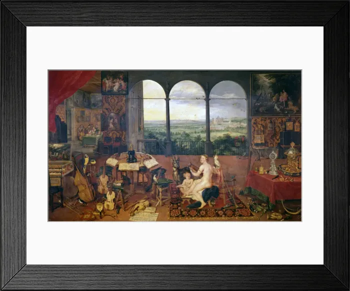 Framed Print : The Sense of Hearing, 1618. Artist: Jan Brueghel the Elder Framed Print : The Sense of Hearing, 1618. Artist: Jan Brueghel the Elder