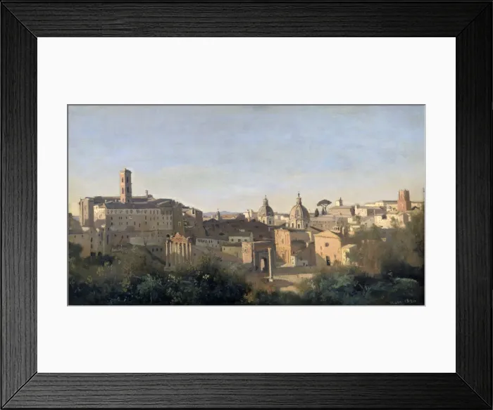 Framed Print : The Forum Seen from the Farnese Gardens, Rome, 1826. Artist: Jean-Baptiste-Camille Corot Framed Print : The Forum Seen from the Farnese Gardens, Rome, 1826. Artist: Jean-Baptiste-Camille Corot