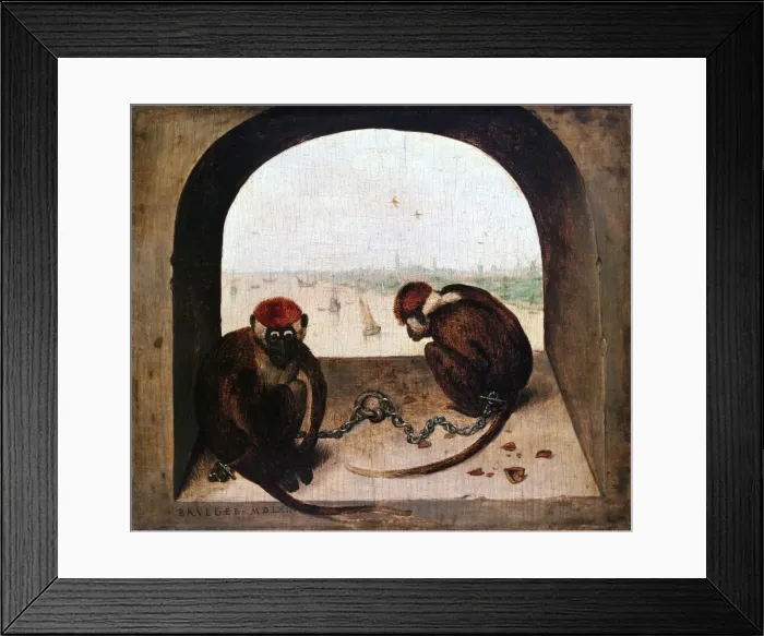 Framed Print : Two Monkeys, 1562. Artist: Pieter Bruegel the Elder Framed Print : Two Monkeys, 1562. Artist: Pieter Bruegel the Elder