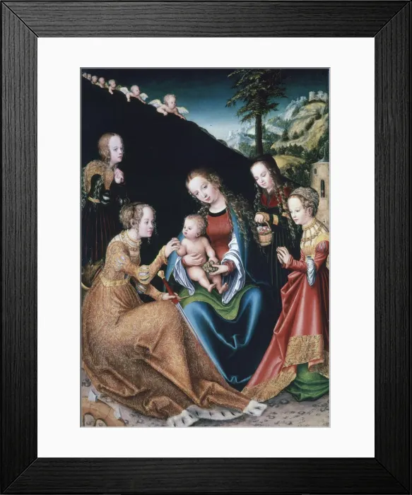 Framed Print : The Mystic Marriage of St Catherine, 1516-1518. Artist: Lucas Cranach the Elder