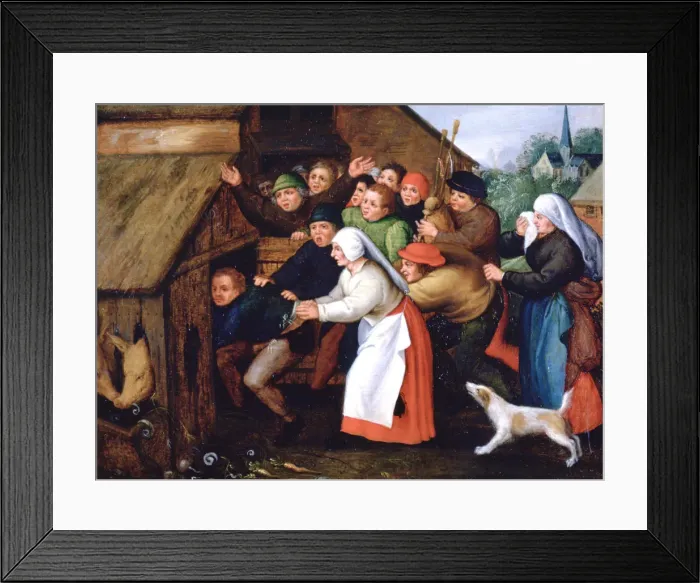 Framed Print : The Drunkard Pushed into the Pigsty, 1564-1638. Artist: Pieter Brueghel the Younger Framed Print : The Drunkard Pushed into the Pigsty, 1564-1638. Artist: Pieter Brueghel the Younger