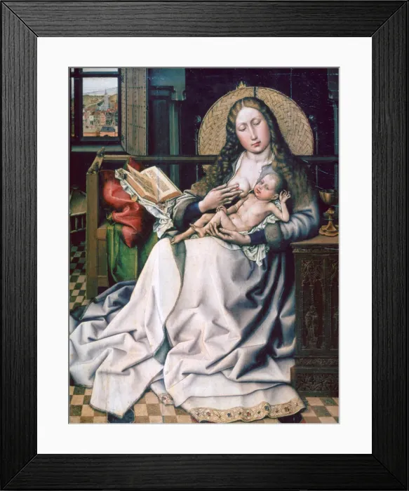 Framed Print : The Virgin and Child before a Firescreen, 1440. Artist: Robert Campin Framed Print : The Virgin and Child before a Firescreen, 1440. Artist: Robert Campin