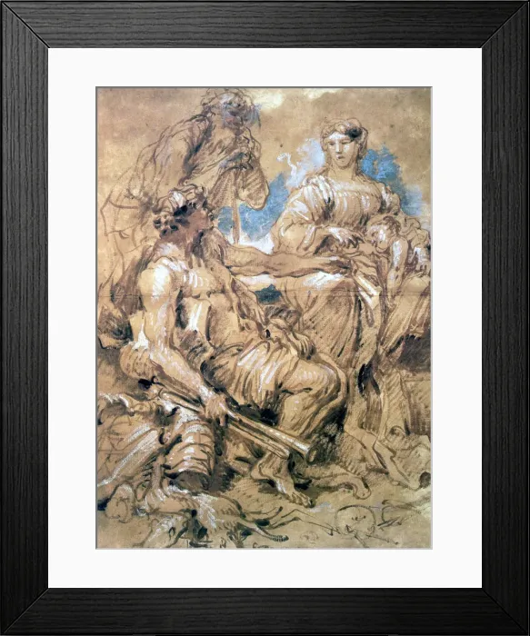 Framed Print : Study of Figures in Costume, c1635-1670. Artist: Giovanni Benedetto Castiglione Framed Print : Study of Figures in Costume, c1635-1670. Artist: Giovanni Benedetto Castiglione