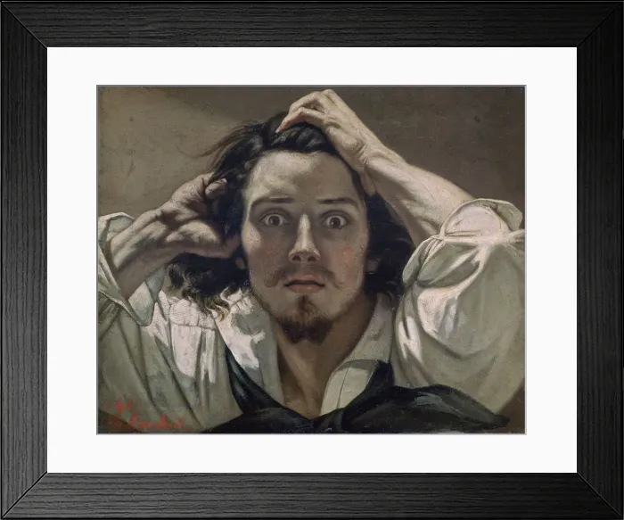 Framed Print : Desperate, Self-portrait, 1841. Artist: Gustave Courbet Framed Print : Desperate, Self-portrait, 1841. Artist: Gustave Courbet