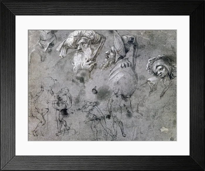 Framed Print : Study with Heads with Expressions, c1468-1533. Artist: Cornelius Engebrechtsz Framed Print : Study with Heads with Expressions, c1468-1533. Artist: Cornelius Engebrechtsz