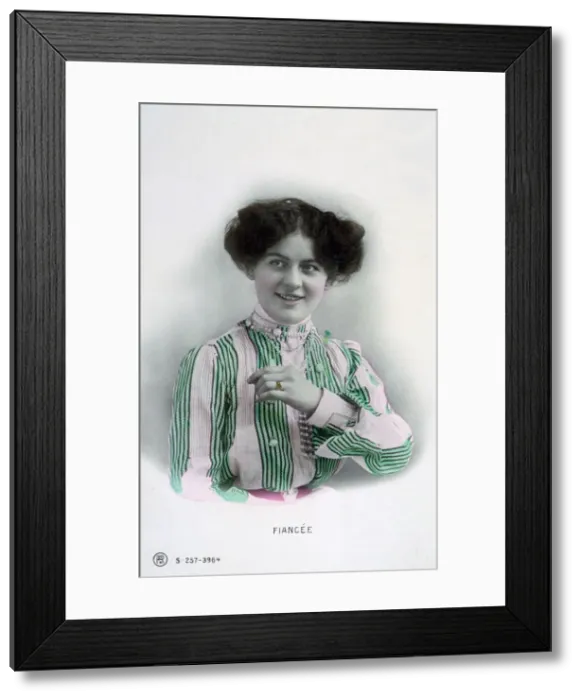 Framed Print : Fiance, vintage French postcard, c1900 Framed Print : Fiance, vintage French postcard, c1900