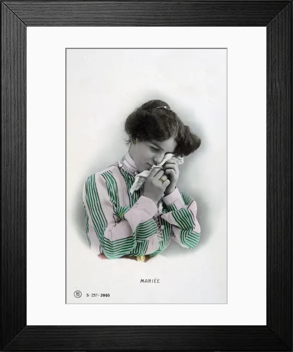 Framed Print : Married, vintage French postcard, c1900 Framed Print : Married, vintage French postcard, c1900
