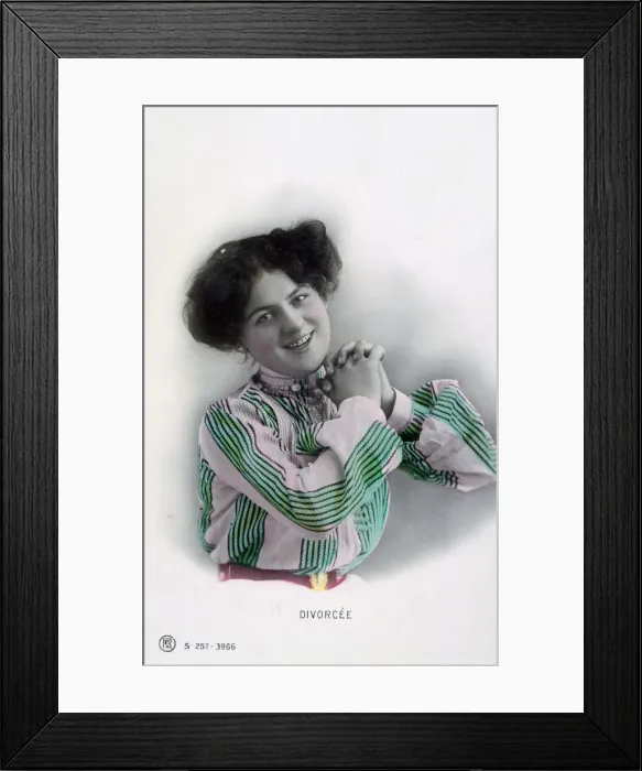 Framed Print : Divorce, vintage French postcard, c1900