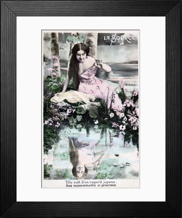 Framed Print : Spring, vintage French postcard, c1900 Framed Print : Spring, vintage French postcard, c1900