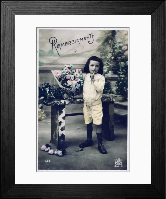 Framed Print : Thanks, vintage French postcard, c1900 Framed Print : Thanks, vintage French postcard, c1900
