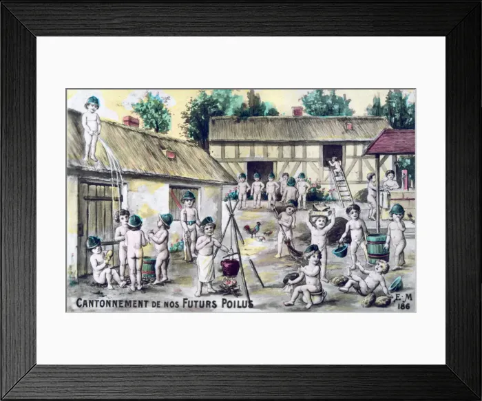 Framed Print : Vintage French postcard, c1900