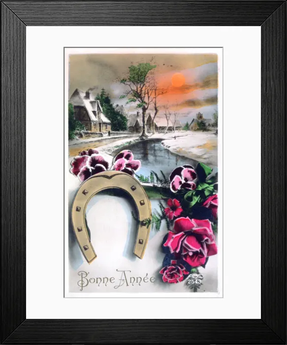 Framed Print : Happy New Year, French Postcard, c1900 Framed Print : Happy New Year, French Postcard, c1900