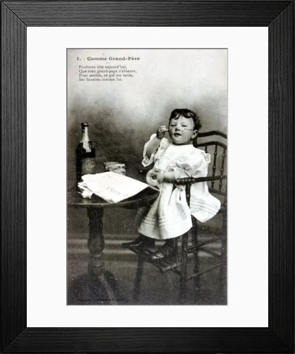 Framed Print : Like Grandather, French Postcard, c1900 Framed Print : Like Grandather, French Postcard, c1900