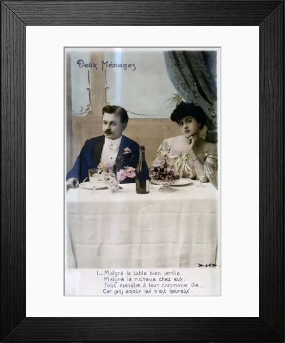 Framed Print : The Couple, French Postcard, c1900 Framed Print : The Couple, French Postcard, c1900