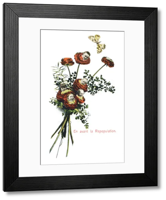 Framed Print : Ahead Repopulation, French Postcard, c1900 Framed Print : Ahead Repopulation, French Postcard, c1900
