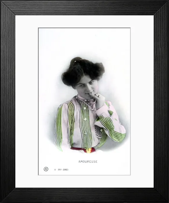 Framed Print : In Love, French Postcard, c1900 Framed Print : In Love, French Postcard, c1900