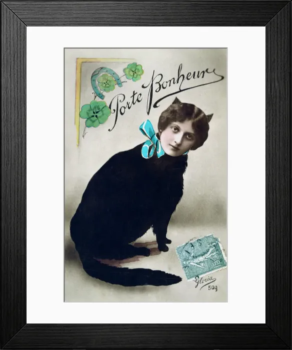 Framed Print : Carry Happiness, French Postcard, c1900 Framed Print : Carry Happiness, French Postcard, c1900
