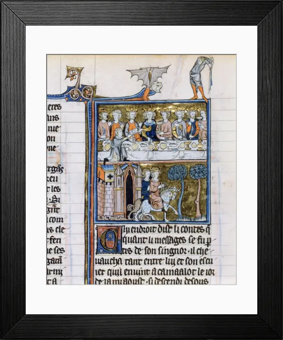 Framed Print : Banquet and riders, c1280-1290 Framed Print : Banquet and riders, c1280-1290