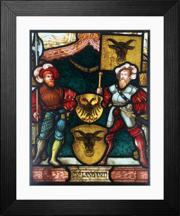 Framed Print : Two men with coats of arms, 16th century Framed Print : Two men with coats of arms, 16th century