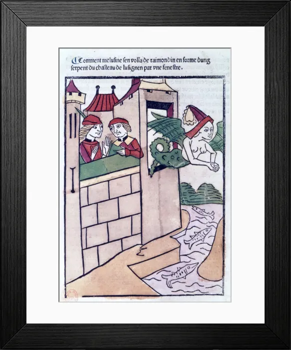 Framed Print : Melusine flies away, 1478 Framed Print : Melusine flies away, 1478