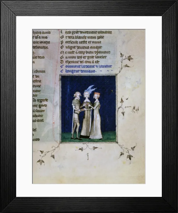 Framed Print : A knight and a lady exchanging rings, c1350 Framed Print : A knight and a lady exchanging rings, c1350