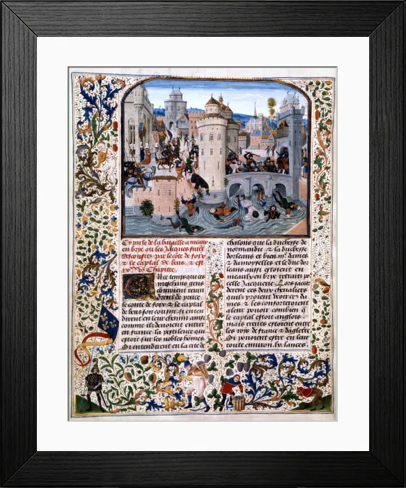 Framed Print : Massacre of the peasant rebels at Meaux, (1358), c1475. Artist: Loyset Liedet Framed Print : Massacre of the peasant rebels at Meaux, (1358), c1475. Artist: Loyset Liedet