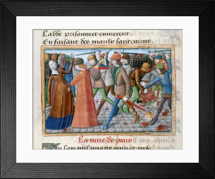 Framed Print : Massacre of the inhabitants of Paris, May 1413, (1484) Framed Print : Massacre of the inhabitants of Paris, May 1413, (1484)