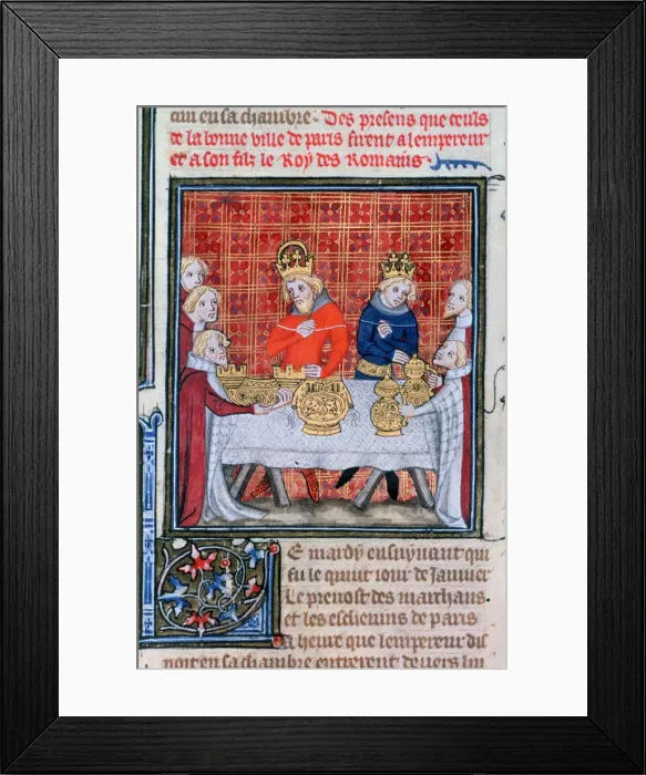 Framed Print : Charles IV receiving presents, (1375-1379) Framed Print : Charles IV receiving presents, (1375-1379)