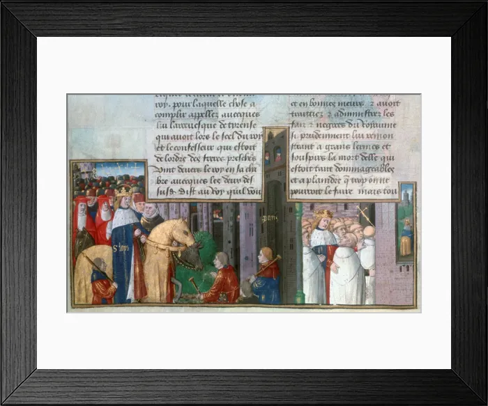 Framed Print : St Louis returns to Paris, and St Louis among the priests, mid-13th century, (15th century) Framed Print : St Louis returns to Paris, and St Louis among the priests, mid-13th century, (15th century)