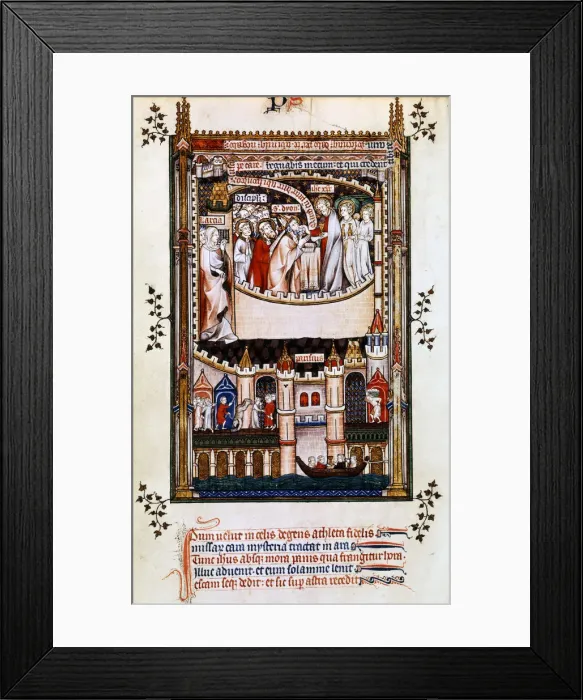Framed Print : Christ gives communion to St Denis, 1317 Framed Print : Christ gives communion to St Denis, 1317