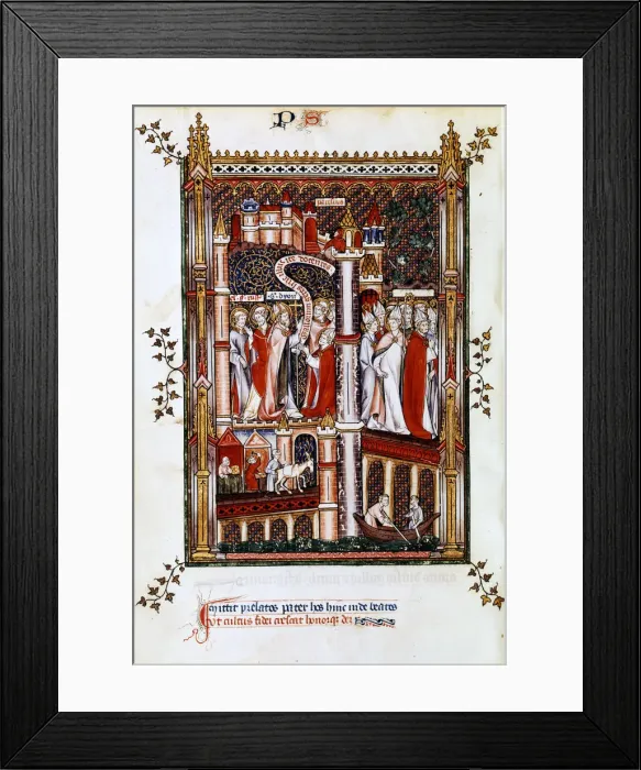 Framed Print : St Denis sends out missionaries, 1317 Framed Print : St Denis sends out missionaries, 1317