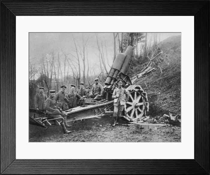 Framed Print : German mortar at the front, Predeal, Romania, World War I, 1916 Framed Print : German mortar at the front, Predeal, Romania, World War I, 1916