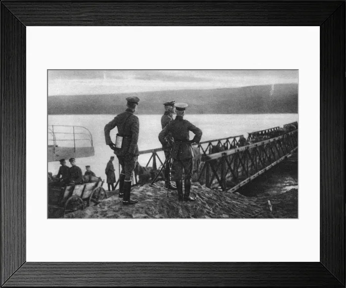 Framed Print : Mackensens army crossing the Danube river, Romania, World War I, 1916 Framed Print : Mackensens army crossing the Danube river, Romania, World War I, 1916