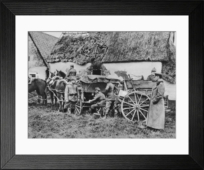 Framed Print : Bavarian mobile field telephone unit, World War I, 1915 Framed Print : Bavarian mobile field telephone unit, World War I, 1915