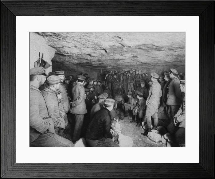 Framed Print : German soldiers at a concert in a cave, France, World War I, 1915 Framed Print : German soldiers at a concert in a cave, France, World War I, 1915
