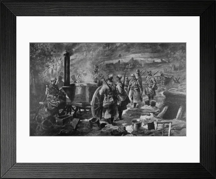 Framed Print : Distribution of Soup at the Front, 1915 Framed Print : Distribution of Soup at the Front, 1915