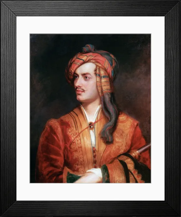 Framed Print : Byron of Rochdale in Albanian Dress, 1813. Artist: Thomas Phillips Framed Print : Byron of Rochdale in Albanian Dress, 1813. Artist: Thomas Phillips