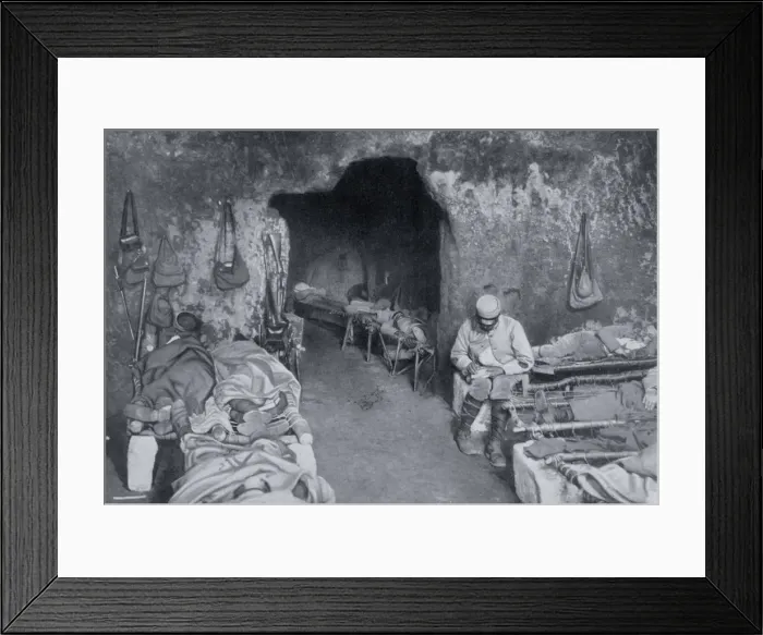 Framed Print : Living quarters in a French cave, World War I, 1915 Framed Print : Living quarters in a French cave, World War I, 1915