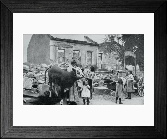 Framed Print : French refugees return to their abandoned village, Artois, World War I, 1915 Framed Print : French refugees return to their abandoned village, Artois, World War I, 1915