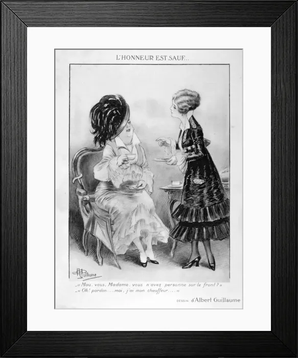 Framed Print : A caricature about two bourgeois French women, World War I, 1915. Artist: Albert Guillaume Framed Print : A caricature about two bourgeois French women, World War I, 1915. Artist: Albert Guillaume