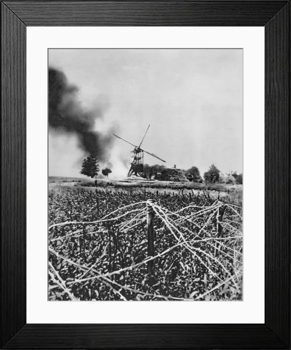 Framed Print : Bombardment of a windmill with Incendiary shells, Artois, France, World War I, 1915 Framed Print : Bombardment of a windmill with Incendiary shells, Artois, France, World War I, 1915