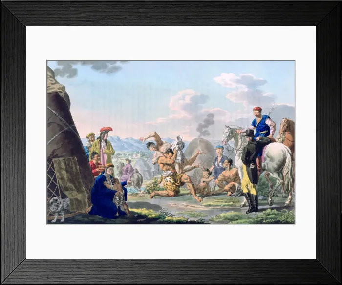 Framed Print : Mongolian Fight, 1813. Artist: E Scotnikoff Framed Print : Mongolian Fight, 1813. Artist: E Scotnikoff