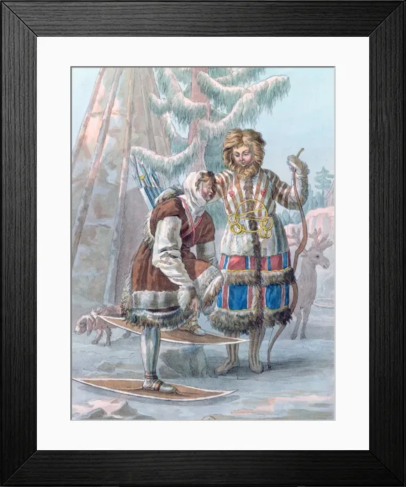 Framed Print : Samoyeds, Russia, 19th century. Artist: Coqueret Framed Print : Samoyeds, Russia, 19th century. Artist: Coqueret