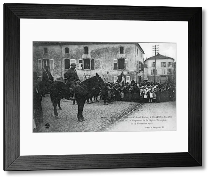 Framed Print : Lieutenant-Colonel Rollet entering Chateau-Salins, Moselle, France, 17 November 1918. Artist: C Bergeret Framed Print : Lieutenant-Colonel Rollet entering Chateau-Salins, Moselle, France, 17 November 1918. Artist: C Bergeret