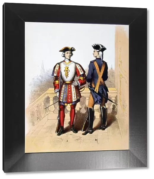 Royal guard to the king, and cavalier, 18th century (1887). Artist: A Lemercier